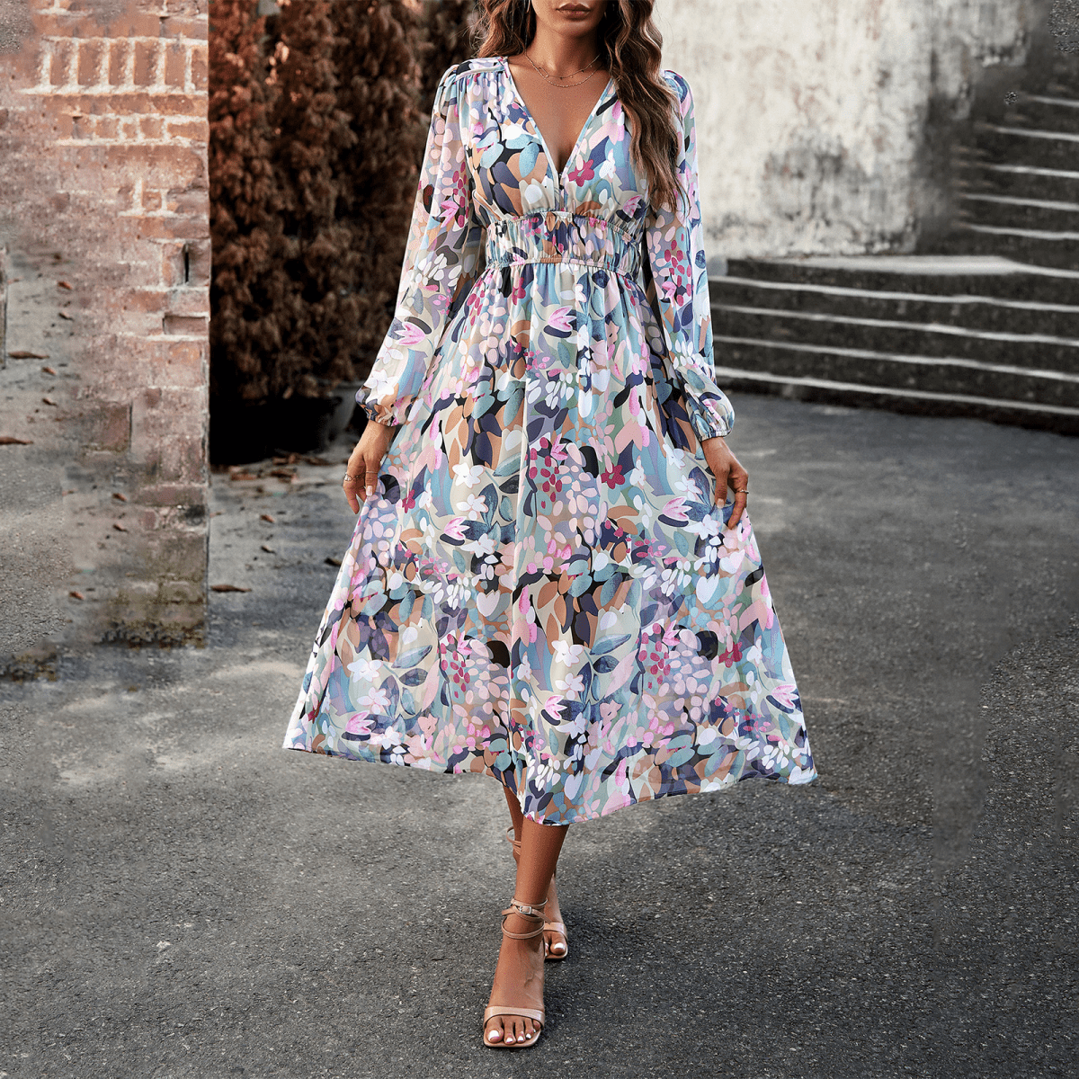 Solange lange jurk met bohemian print