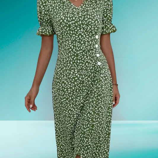 Rosa™ | Elegante V-hals Wrap Jurk met Bloemenprint