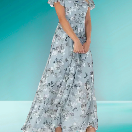 Marit™ | Elegante V-Hals Maxi Jurk met Bloemenprint