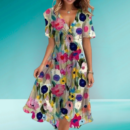 Linne™ | Elegante Midi Jurk met Bloemenprint