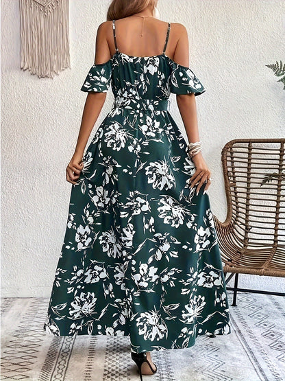 Maëlys bloemenjurk met blote schouders en delicate riem