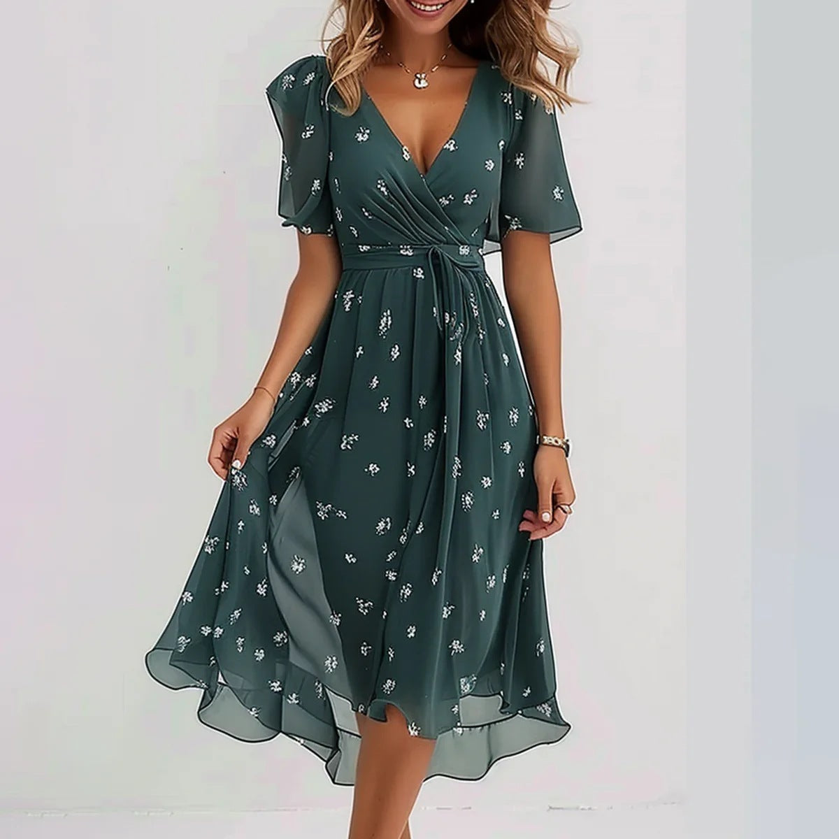 Duna | Elegante jurk met korte mouwen