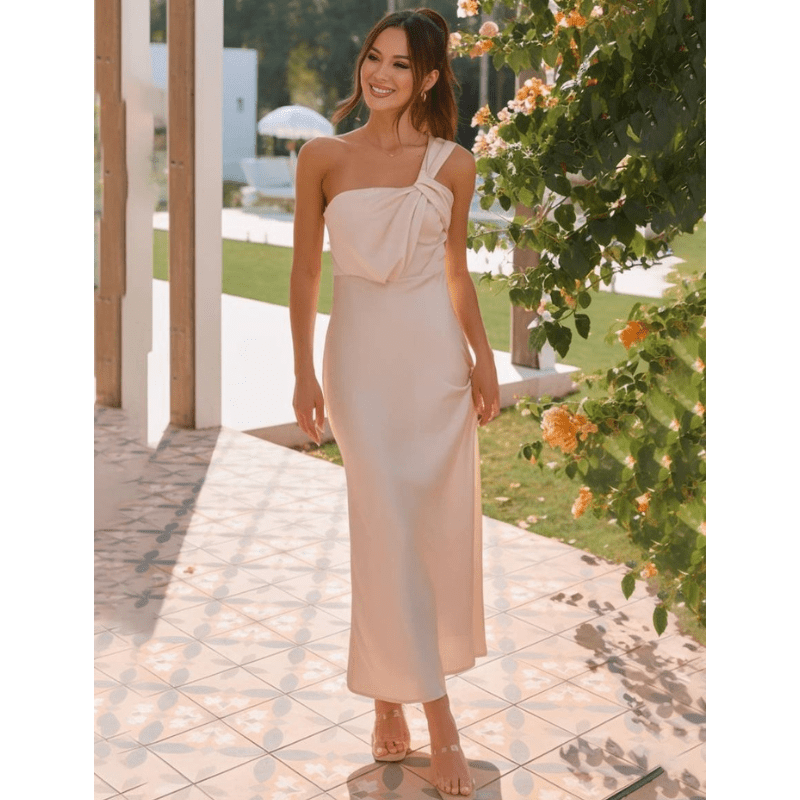 Aurélia elegante maxi-jurk met één schouder