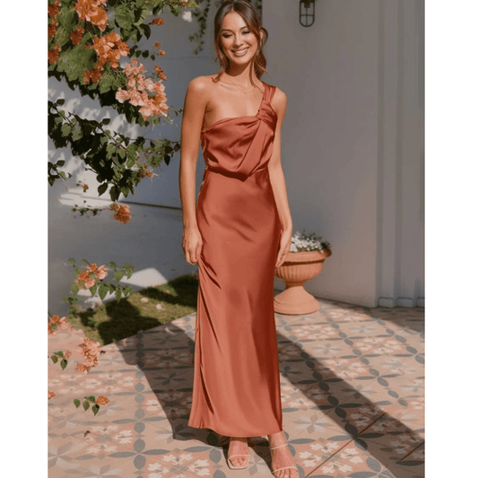 Aurélia elegante maxi-jurk met één schouder