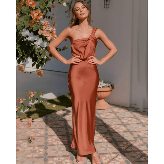 Aurélia elegante maxi-jurk met één schouder
