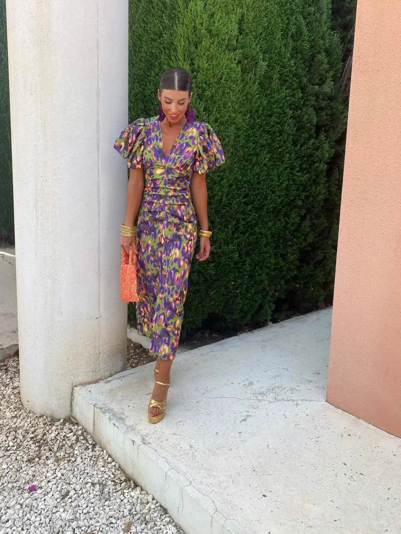 Loren - Cheerful Puff Sleeve Dress
