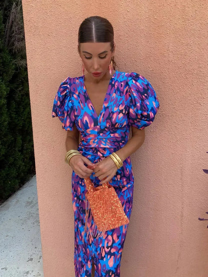 Loren - Cheerful Puff Sleeve Dress