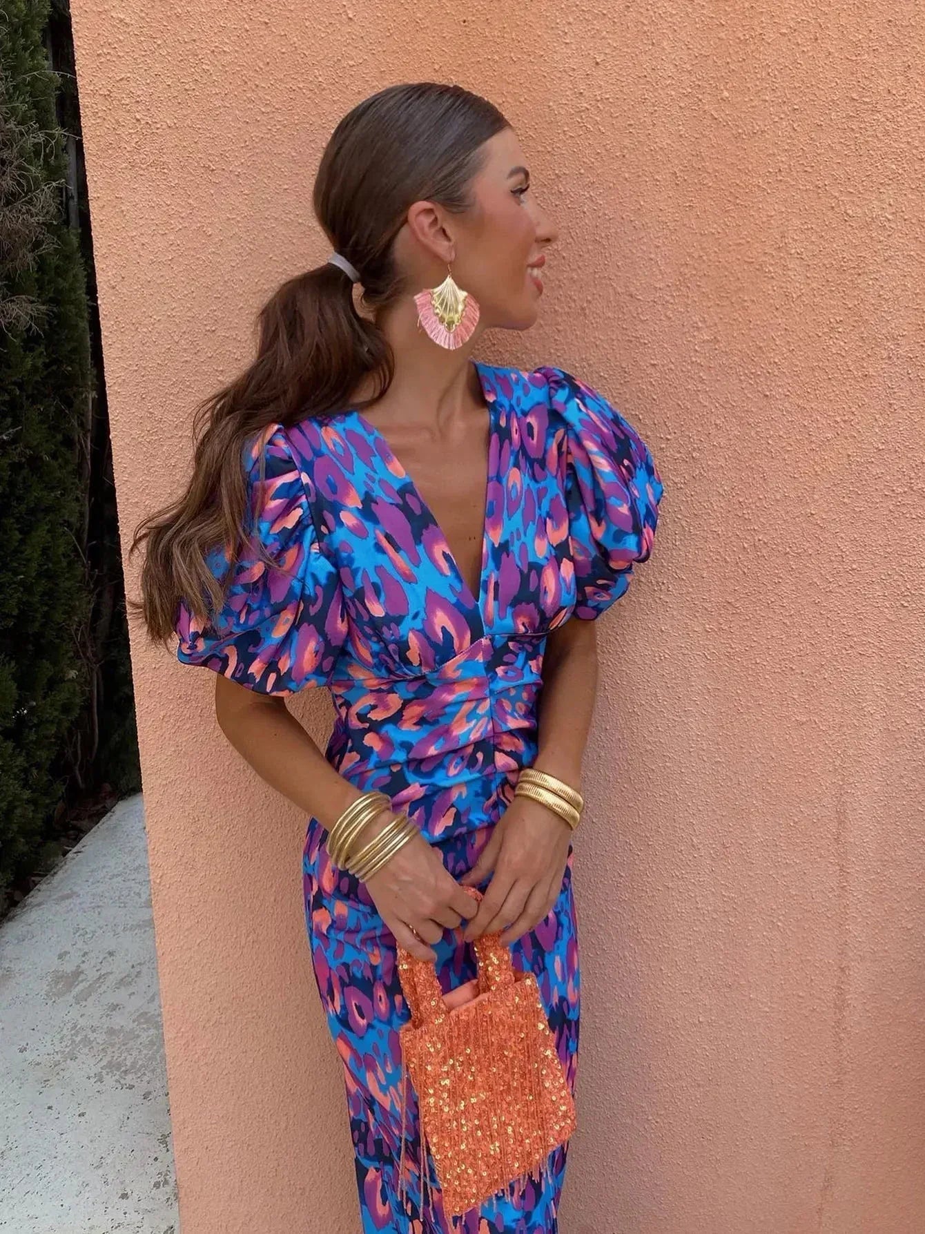 Loren - Cheerful Puff Sleeve Dress