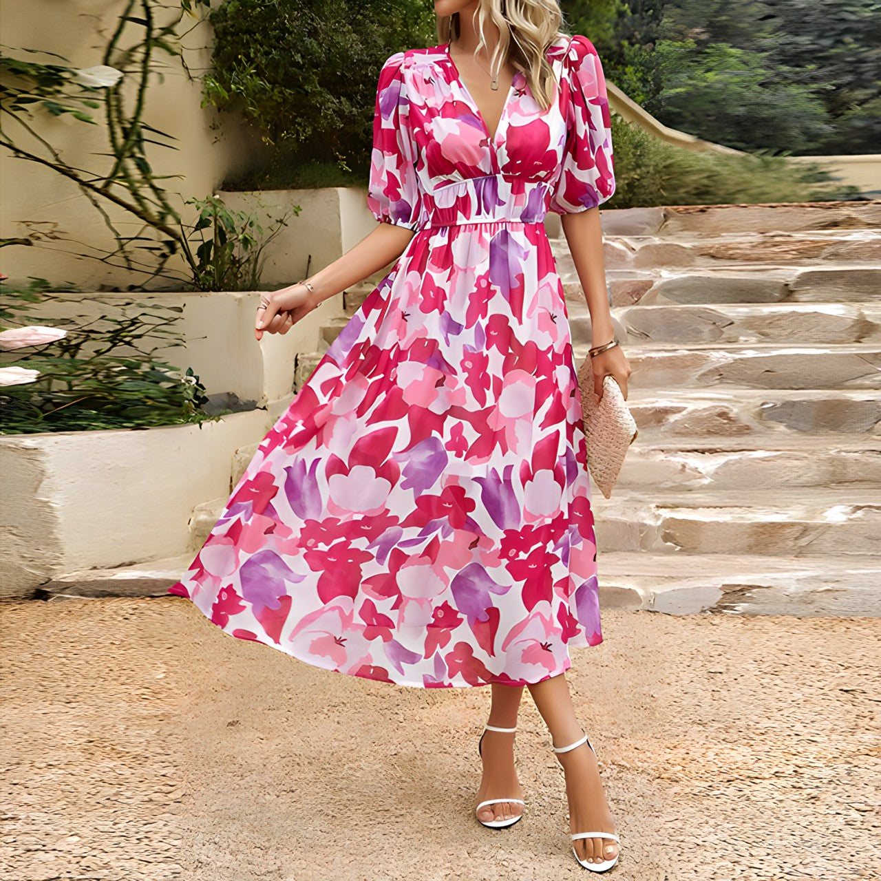 Isolde - Midi Dress with V-Neck