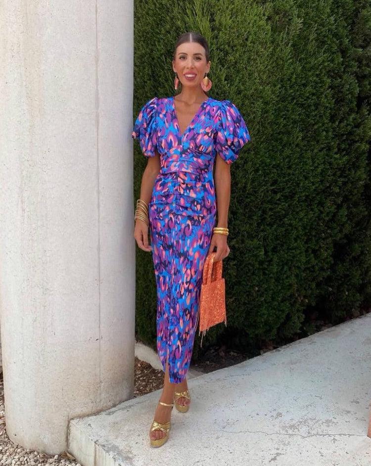 Loren - Cheerful Puff Sleeve Dress