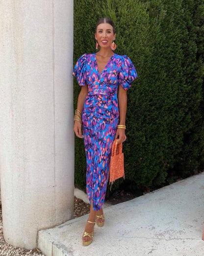 Loren - Cheerful Puff Sleeve Dress